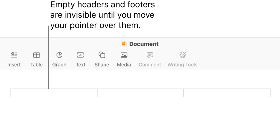 Three header fields above the title of a document.