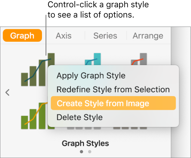 The graph style shortcut menu.