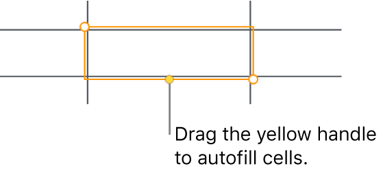 A selected cell with a yellow handle you can drag to autofill cells.