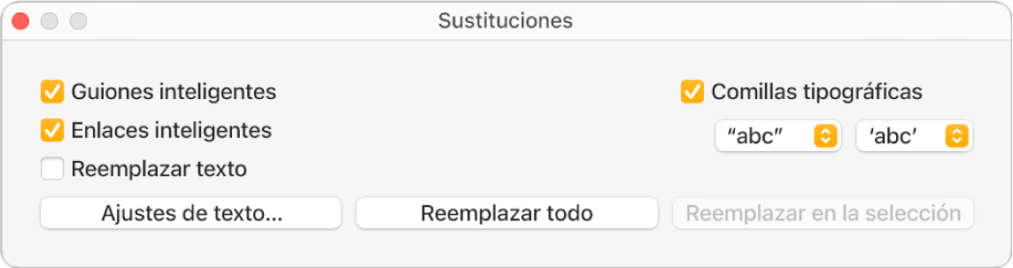La ventana Sustituciones.
