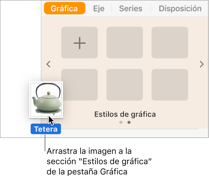 Arrastrar una imagen hasta la sección de estilos de gráfica de la barra lateral para crear un nuevo estilo.