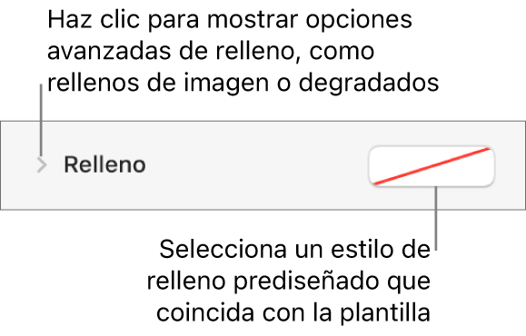 Controles para elegir un color de relleno.