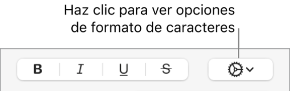 El menú desplegable “Más opciones de texto” a la derecha de los botones Negrita, Cursiva, Subrayado y Tachado.