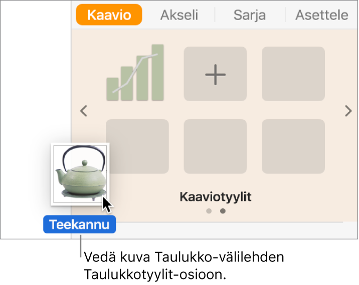 Uuden tyylin luominen vetämällä kuva taulukkotyyliosioon.