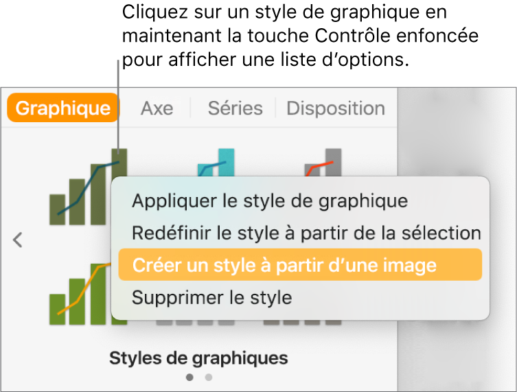 Le menu contextuel Style de graphique.