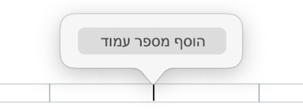 הכפתור ״הוסף מספר עמוד״ מתחת לכותרת.