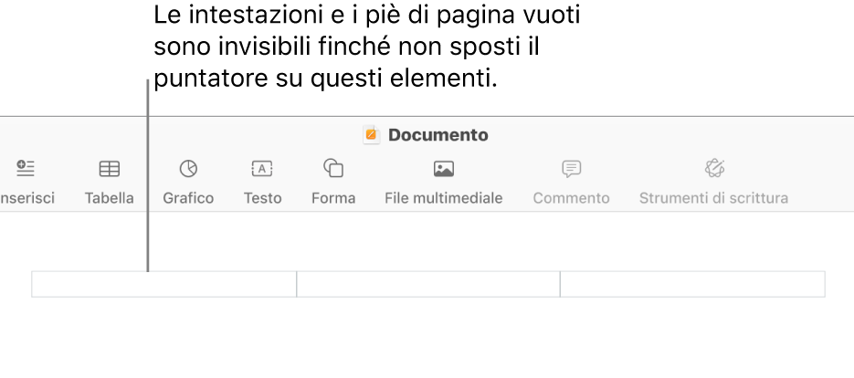 Tre campi di intestazione sopra il titolo di un documento.