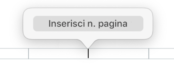 Pulsante “Inserisci numero pagina” sotto all’intestazione.