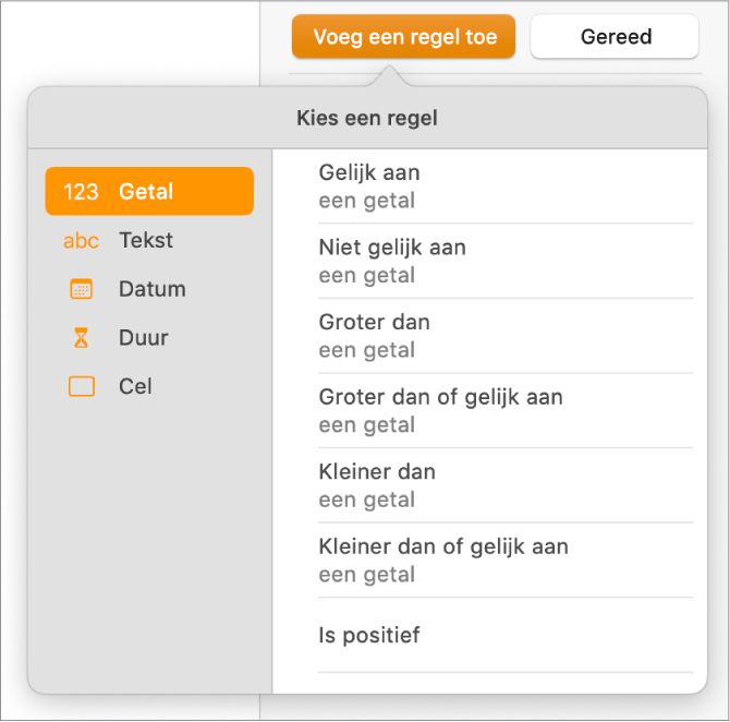 Knoppen voor het aanmaken van regels voor voorwaardelijke celmarkering.