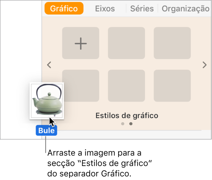 Arrastar uma imagem para a secção de estilos de gráfico para criar um novo estilo.