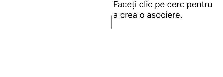 O casetă de text goală cu un cerc alb în partea de sus și mânere de redimensionare în colțuri, pe laterale și în partea de jos.