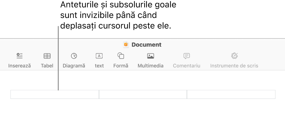 Trei câmpuri de antet deasupra titlului unui document.