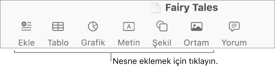 Tablo, grafik, metin, şekil ve ortam eklemek için kullanılan düğmelerin bulunduğu araç çubuğu.