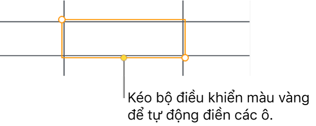 Ô đã chọn có bộ điều khiển màu vàng mà bạn có thể kéo để tự động điền ô.