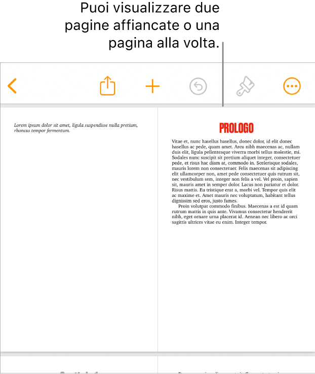 Un documento con le pagine visualizzate come due pagine affiancate.