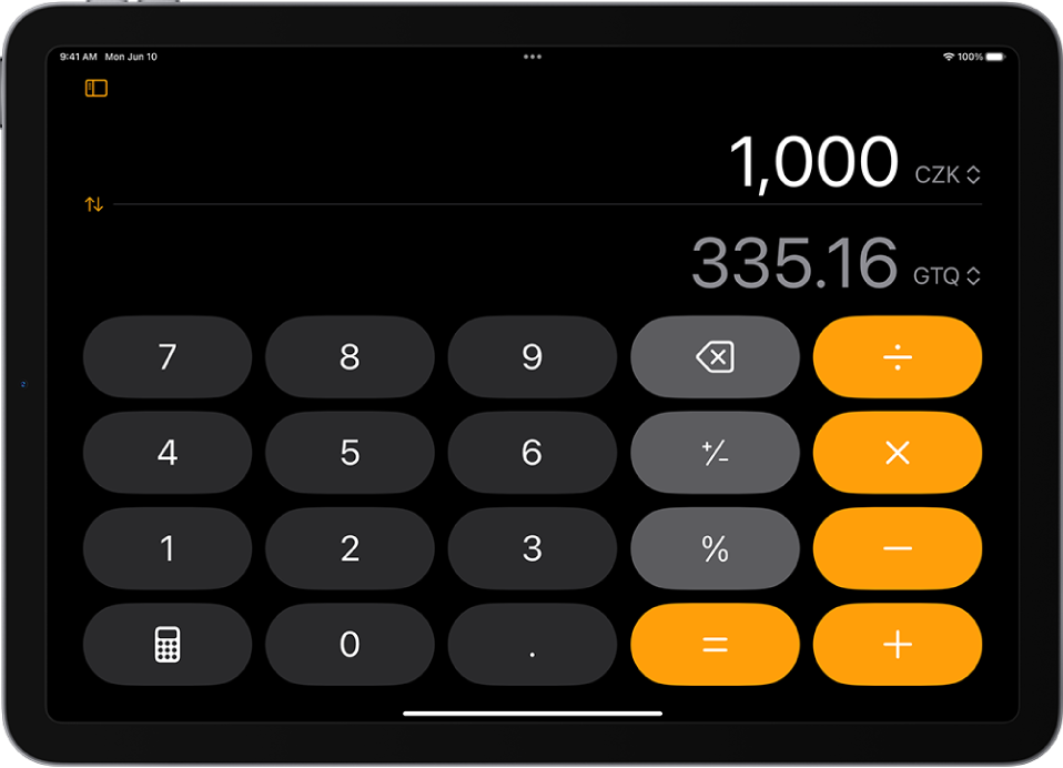 Den almindelige lommeregner med konvertering af valuta.