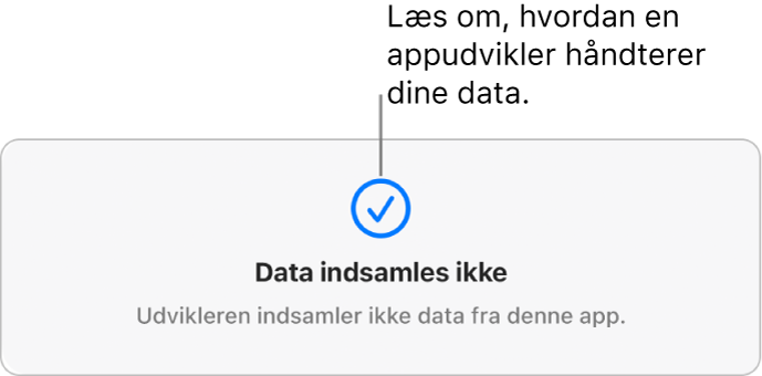 En del af hovedsiden i Mac App Store, hvor den valgte appudviklers anonymitetspolitik vises.