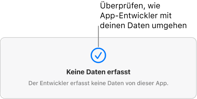 Ein Bereich der Mac App Store-Hauptseite mit der Datenschutzrichtlinie des Entwicklers einer ausgewählten App.