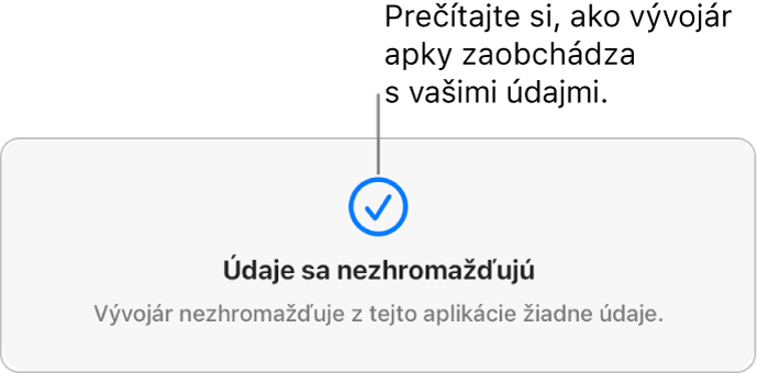 Časť hlavnej stránky obchodu Mac App Store zobrazujúca pravidlá ochrany súkromia vývojára vybratej apky.