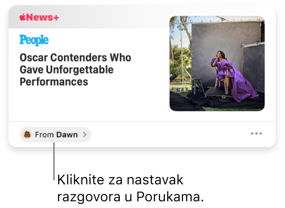 Članak podijeljen u aplikaciji News. Kliknite oznaku Šalje za slanje odgovora u aplikaciji Poruke.