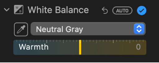 Les commandes de balance des blancs dans la sous-fenêtre Ajuster.