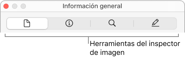 Las herramientas del inspector de imágenes.