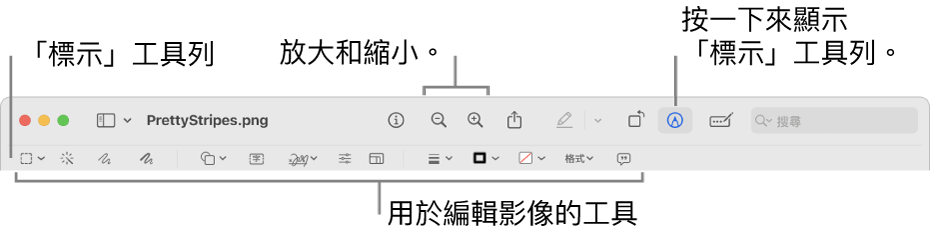 用於編輯影像的「標示」工具列。