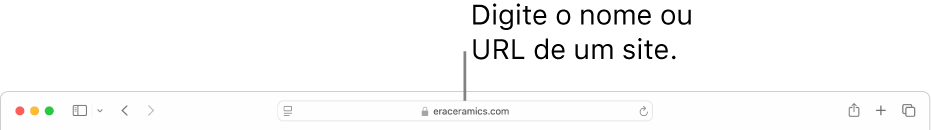 Campo de Busca Inteligente do Safari, onde você pode digitar o nome ou URL de um site