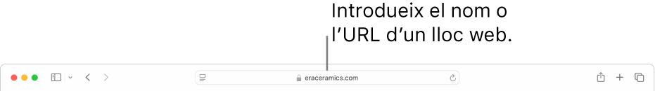 El camp de cerca intel·ligent del Safari, on pots introduir el nom o l’URL d’una pàgina web.