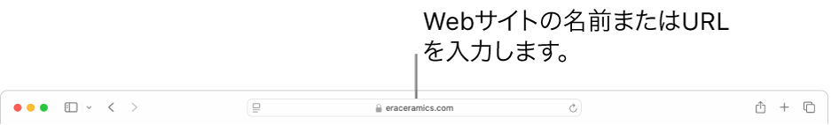 スマート検索フィールド。Safariツールバーの中央にあります。