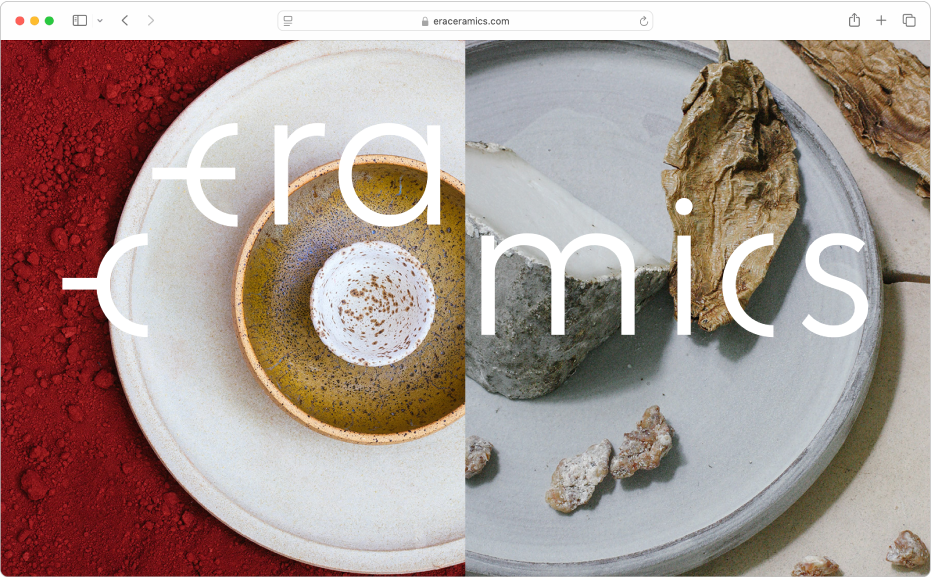 SafariウインドウにEra CeramicsのWebサイトが表示されています。