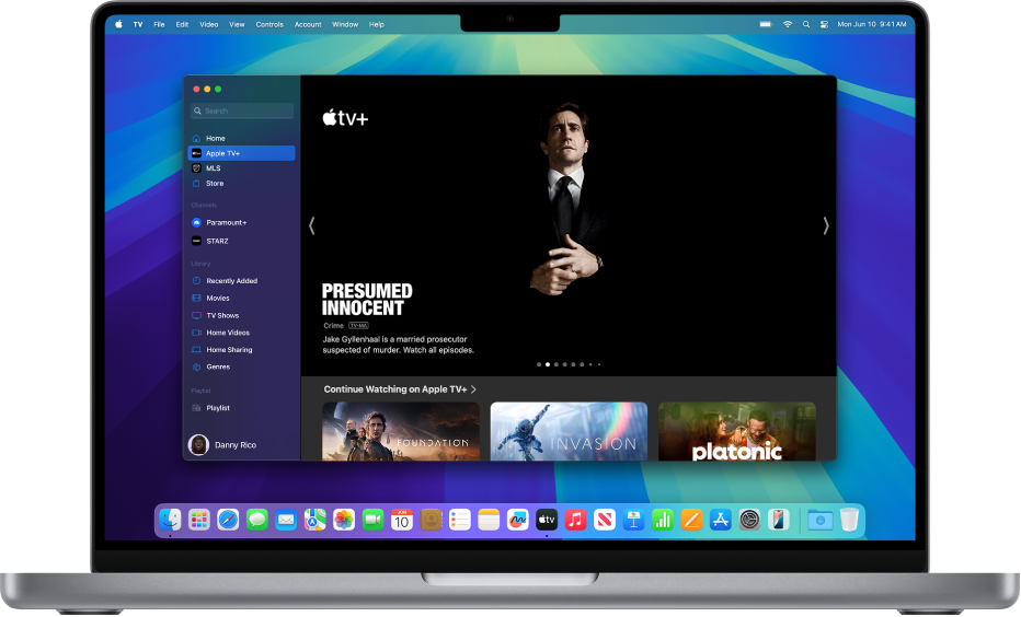 Jendela app Apple TV menampilkan Apple TV+.