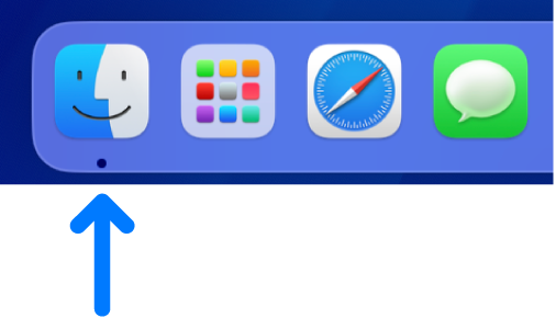 The left side of the Dock; the Finder icon is at the far left.