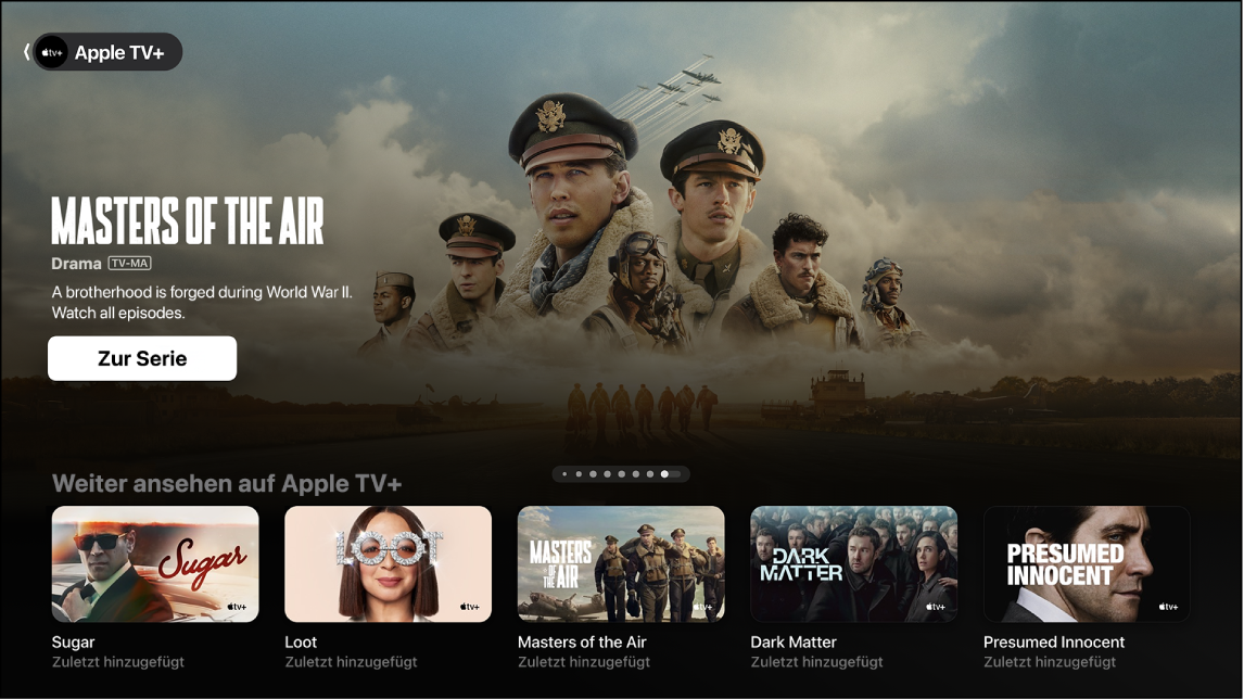 Bildschirm mit der Apple TV+ App