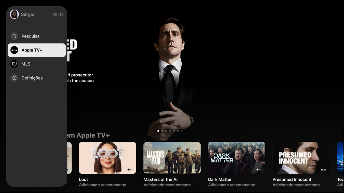 Ecrã com Apple TV+.