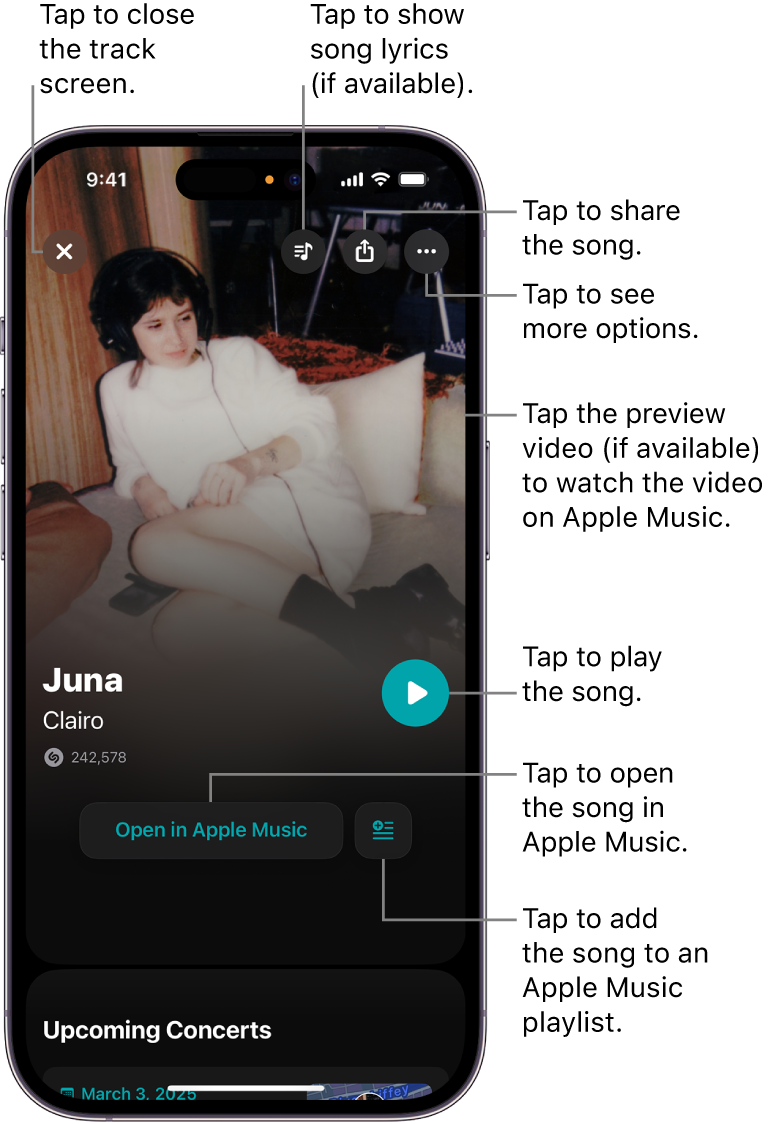 Track screen controls on iPhone