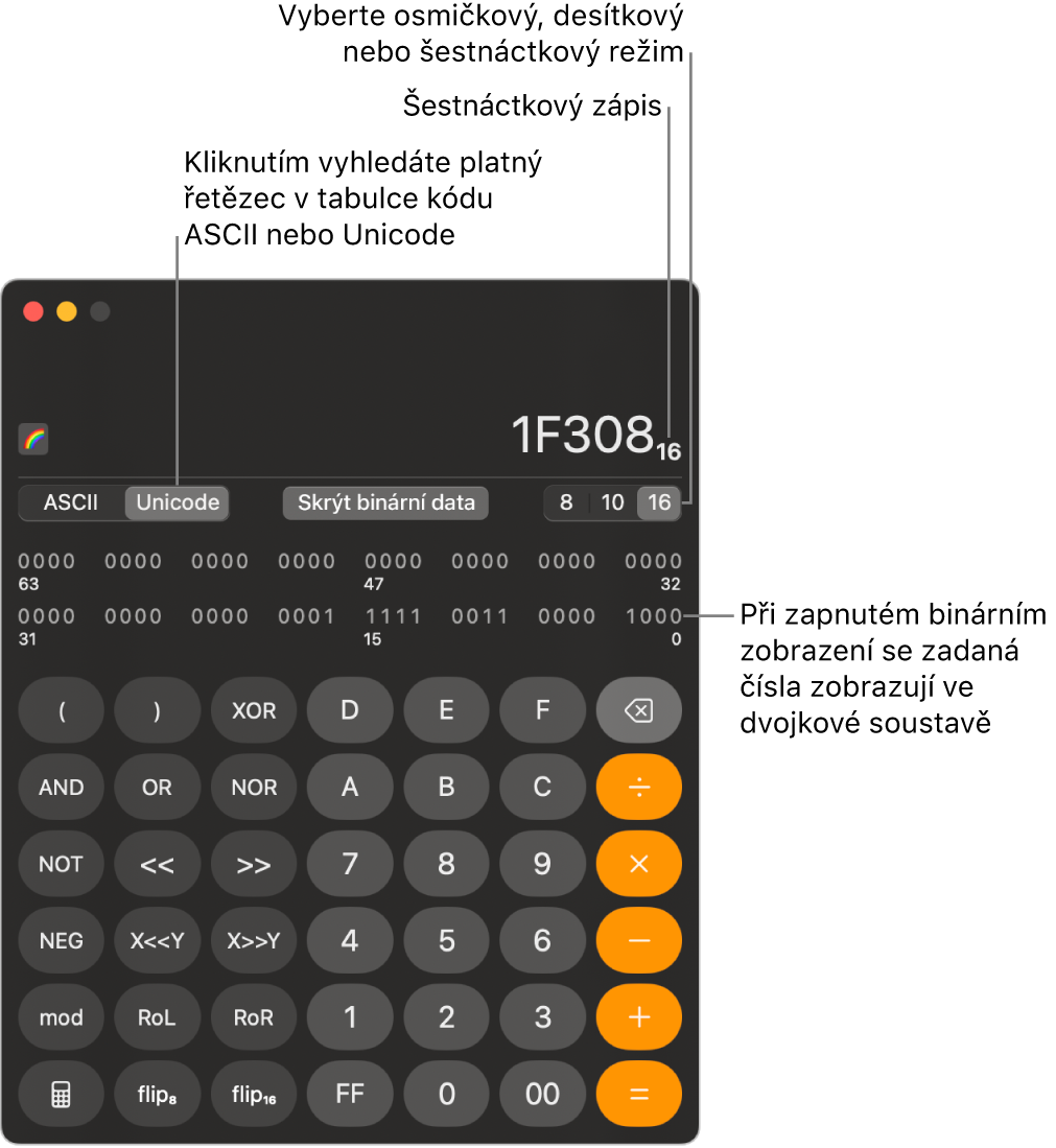 Kalkulačka v programátorském režimu
