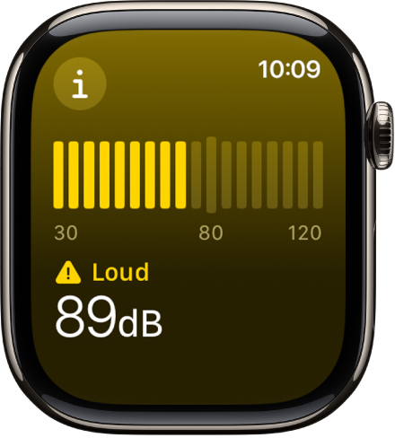 L’app Soroll amb un sonòmetre i un nivell de so de 89 decibels amb la paraula “Fort” a dalt.