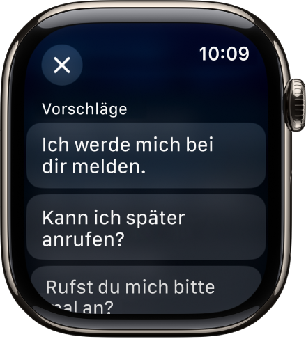 Die App „Mail“ mit drei intelligenten Antworten.