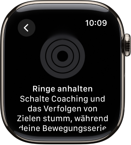 Der Bildschirm „Ringe anhalten“.