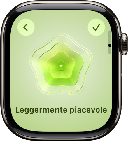 L’app Mindfulness con la schermata “Stato d’animo” e una grafica al centro. Sotto è presente uno stato d’animo.