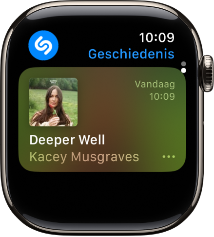 Een scherm met nummers die eerder door Muziekherkenning zijn herkend.