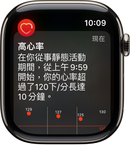 「心率」提示，表示高心率。