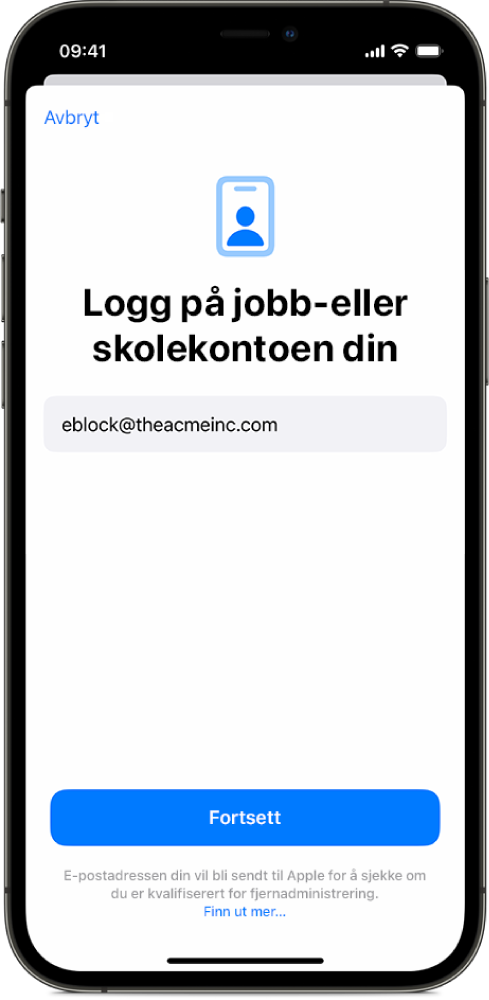 En iPhone-skjerm som viser grensesnittet for brukerregistrering.