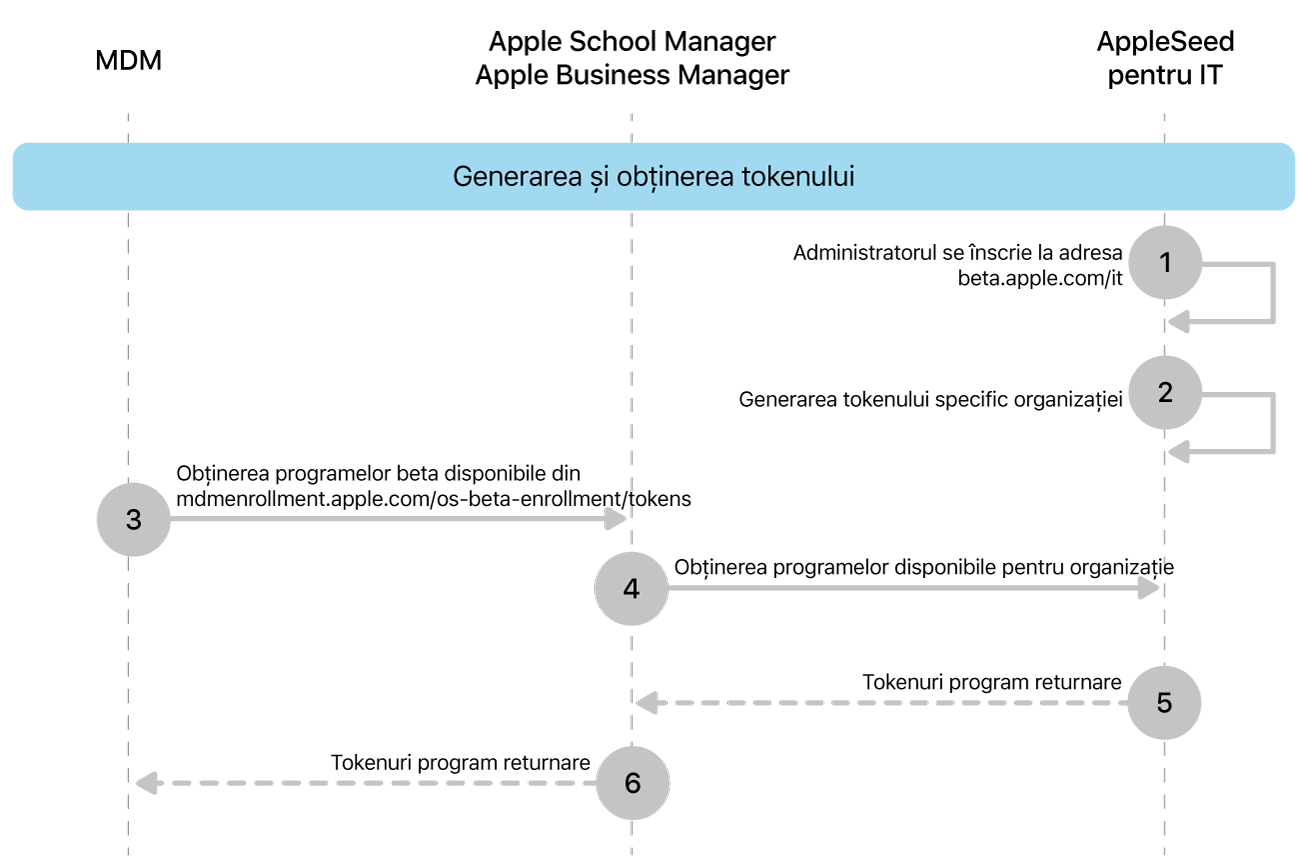 Fluxul tokenului programului beta pentru testarea actualizărilor software.