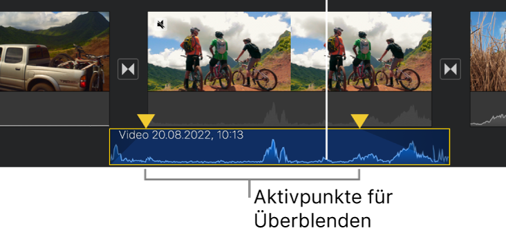 Auswahlelemente in einem Audioclips in der Timeline