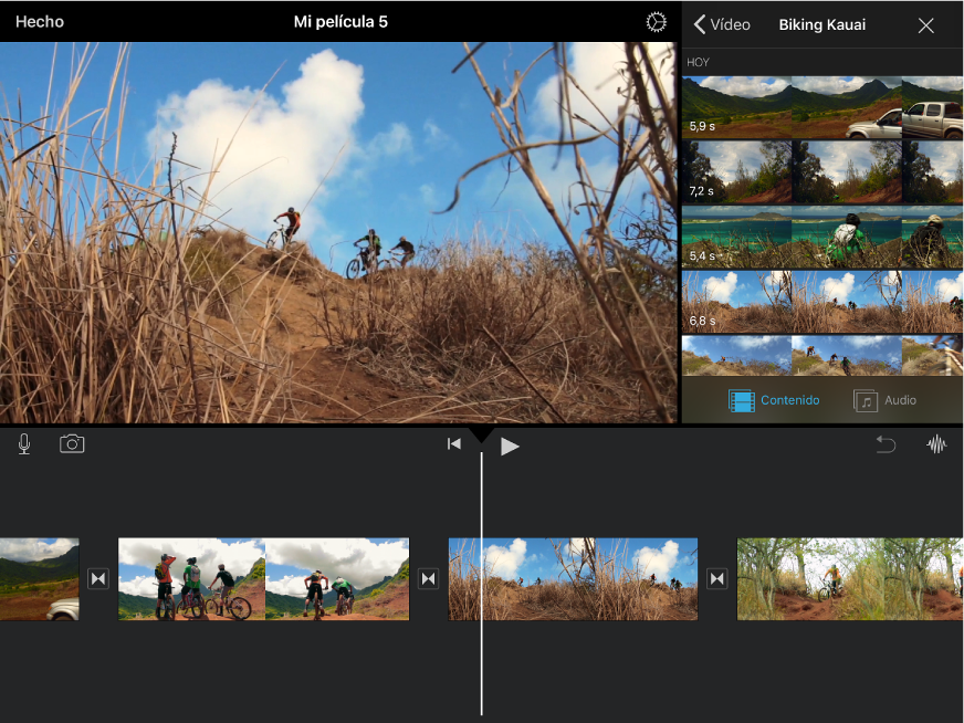 Clips en el explorador multimedia.