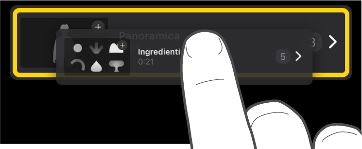 Un segnaposto in un progetto di storyboard viene trascinato in una nuova posizione.