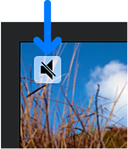 L’icona per disattivare l’audio nell’angolo di un clip nella timeline.
