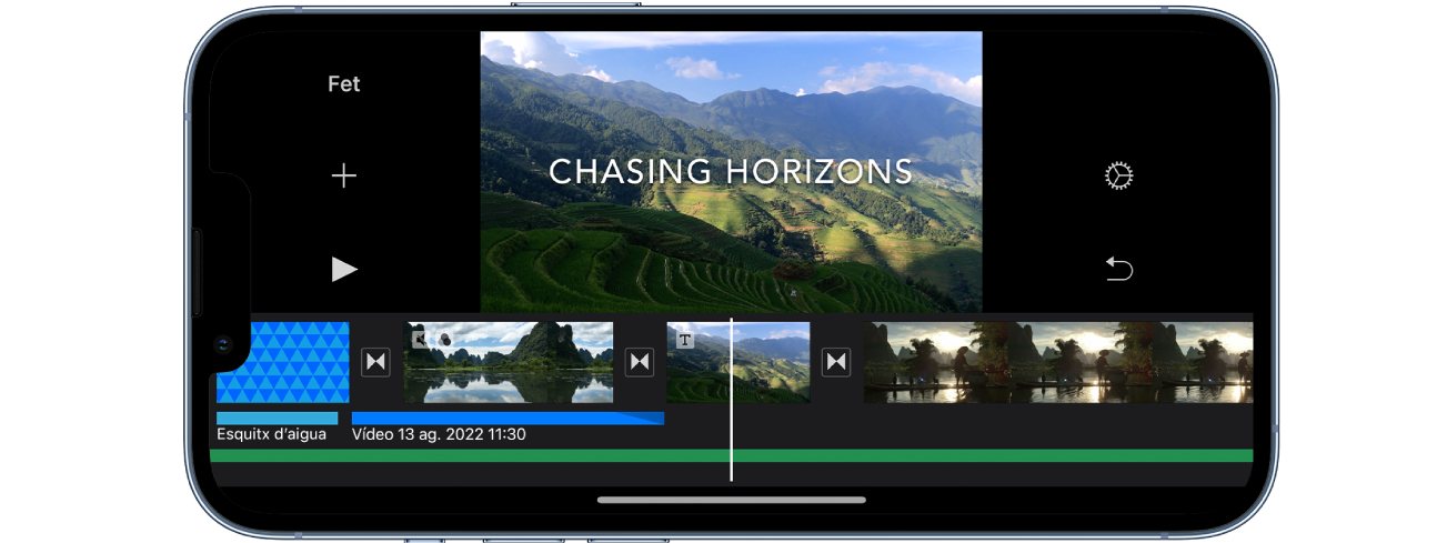 Un projecte de pel·lícula a l’iMovie d’un iPhone.
